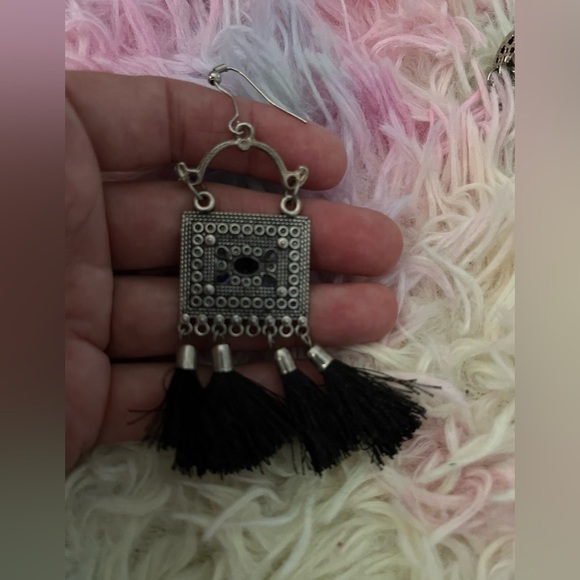 Boho Black Tassel Earrings with box and dust bag - Picture 7 of 7